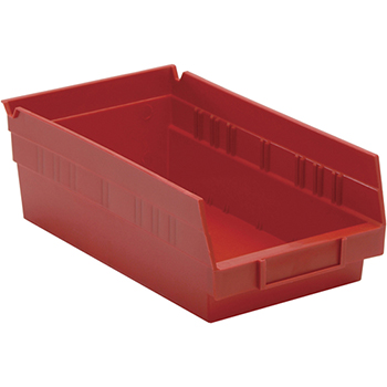 Quantum Storage Systems Economy Shelf Bins, 11-5/8&quot; x 6-5/8&quot; x 4&quot;, Red, 30/CT