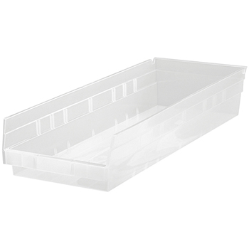 Quantum Storage Systems Economy Shelf Bins, 23-5/8&quot; x 8-3/8&quot; x 4&quot;, Clear, 6/CT