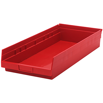 Quantum Storage Systems Economy Shelf Bins, 23-5/8&quot; x 11-1/8&quot; x 4&quot;, Red, 6/CT