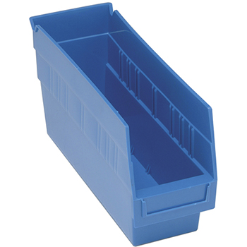 Quantum Storage Systems Store-More Bins, 11-5/8&quot; x 4-1/8&quot; x 6&quot;, Blue, 36/CT