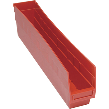 Quantum Storage Systems Store-More Bins, 23-5/8&quot; x 4-1/8&quot; x 6&quot;, Red, 16/CT