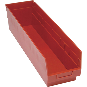 Quantum Storage Systems Store-More Bins, 23-5/8&quot; x 6-5/8&quot; x 6&quot;, Red, 8/CT