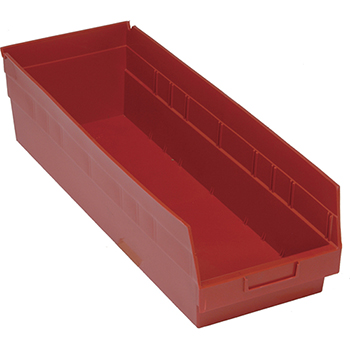 Quantum Storage Systems Store-More Bins, 23-5/8&quot; x 8-3/8&quot; x 6&quot;, Red, 6/CT