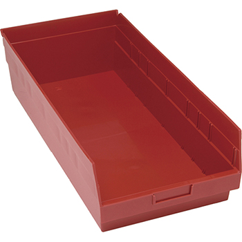 Quantum Storage Systems Store-More Bins, 23-5/8&quot; x 11-1/8&quot; x 6&quot;, Red, 6/CT