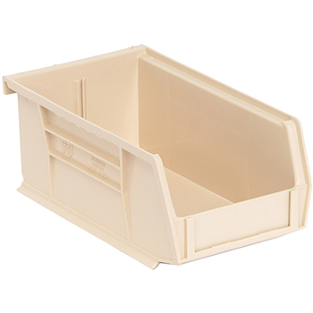 Quantum Storage Systems Economy Stack &amp; Hang Bins, 7-3/8&quot; x 4-1/8&quot; x 3&quot;, Ivory, 24/CT