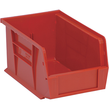 Quantum Storage Systems Economy Stack &amp; Hang Bins, 9-1/4&quot;, x 6&quot;, x 5&quot;, Red, 12/CT