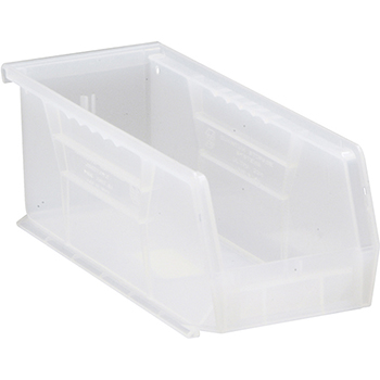 Quantum Storage Systems Economy Stack &amp; Hang Bins, 10-7/8&quot;, x 4-1/8&quot;, x 4&quot;, Clear, 12/CT