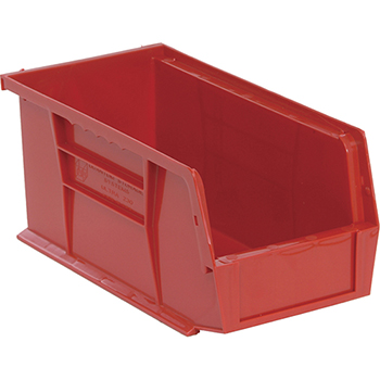 Quantum Storage Systems Economy Stack &amp; Hang Bins, 10-7/8&quot;, x 5-1/2&quot; x 5&quot;, Red, 12/CT