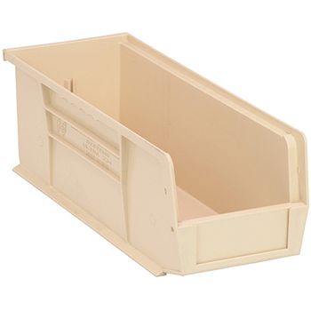 Quantum Storage Systems Economy Stack &amp; Hang Bins, 14-3/4&quot; x 5-1/2&quot; x 5&quot;, Ivory, 12/CT