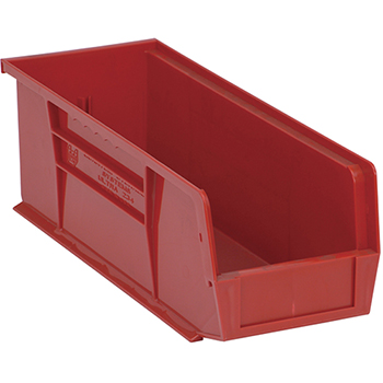 Quantum Storage Systems Economy Stack &amp; Hang Bins, 14-3/4&quot; x 5-1/2&quot; x 5&quot;, Red, 12/CT