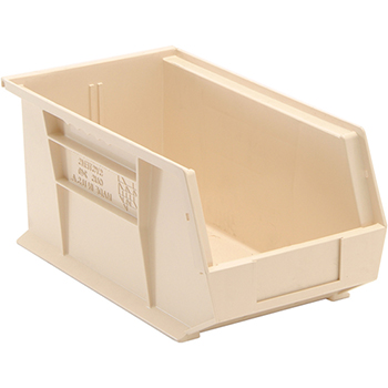 Quantum Storage Systems Ultra Stack &amp; Hang Bins, 14-3/4&quot; x 8-1/4&quot; x 7&quot;, Ivory, 12/CT