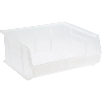 Quantum Storage Systems Ultra Stack &amp; Hang Bins, 14-3/4&quot; x 16-1/2&quot; x 7&quot;, Clear, 6/CT