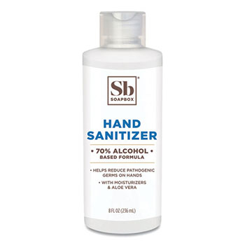 Soapbox Gel Hand Sanitizer, 8 oz. Bottle with Dispensing Cap, Unscented