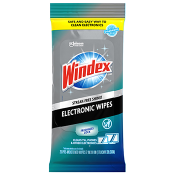 Windex&#174; Electronics Cleaner, 25 Wipes, 12 Packs Per Carton