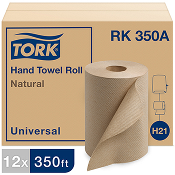 Tork Universal Hardwound Paper Roll Towel, 1-Ply, 7.88&quot; Width x 350&#39; Length, Natural, 12 Rolls/Case