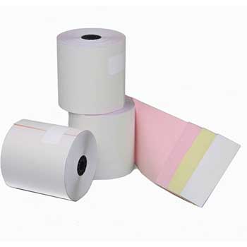 Alliance Imaging Products Carbonless Rolls For Cash Registers/POS Machines, 3&quot; x 67&#39;, White/Canary/Pink, 10 Rolls/Pack