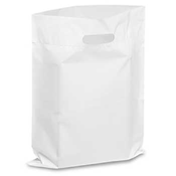 ULINE Die Cut Handle Bag, 12&quot; x 15&quot;, 1.5 mL, White, 500/CT