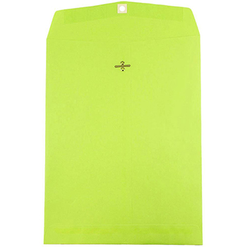 JAM Paper Open End Catalog Colored Envelopes with Clasp Closure, 10&quot; x 13&quot;, Ultra Lime Green, 100/BX
