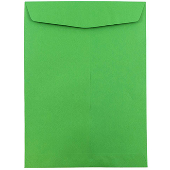 JAM Paper Open End Catalog Colored Envelopes, 10&quot; x 13&quot;, Green Recycled, 100/BX