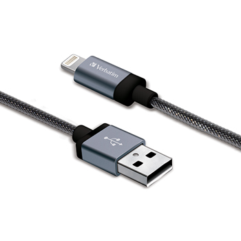 Verbatim&#174; Sync &amp; Charge Lightning Cable - 47 Inch Braided Black