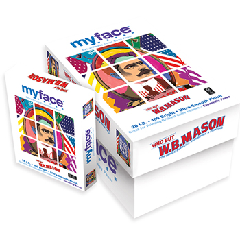 myface Extra-Heavy Color Copy Paper, 100 Bright, 28 lb, 8.5&quot; x 11&quot;, White, 500 Sheets/Ream, 8 Reams/Carton