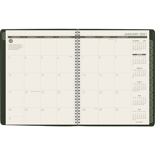 7 x 8-3/4 70951G05 Recycled Medium AT-A-GLANCE 2020 Weekly & Monthly Planner/Appointment Book Black 