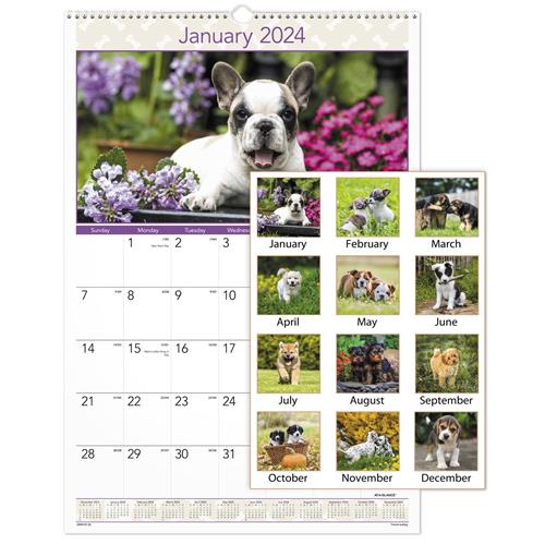 AT-A-GLANCE Puppies Monthly Wall Calendar, 15 1/2