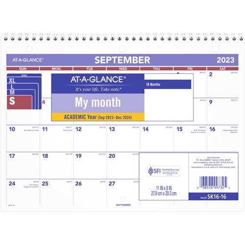 ATAGLANCE Wirebound Monthly Desk/Wall Calendar, 11 x 8, 20222023