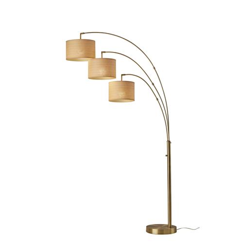 Adesso Home Bowery 3-Arm Arc Floor Lamp, 82 in H, Antique Brass