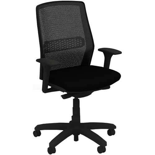 Allsteel Lyric LT Work Chair, Mesh Back, 2D Adjustable Arms, Black/Black -  WB Mason