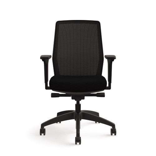 Allsteel® Lyric Work Chair, Mesh Back, 2D Adjustable Arms, Black/Carbon WB Mason