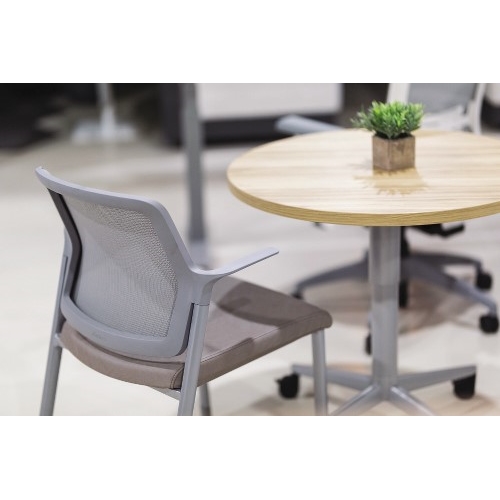 Allsteel® Lyric Side Chair, Mesh Back, Fixed Arms, Silver/Platinum WB