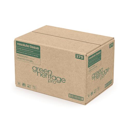 Resolute Tissue Green Heritage Pro Single Roll Bath Tissue, White 