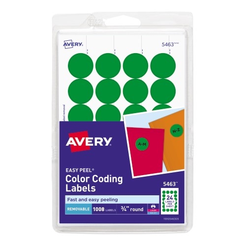 Avery Removable Color-Coding Labels, Removable Adhesive, Green, 3/4 ...