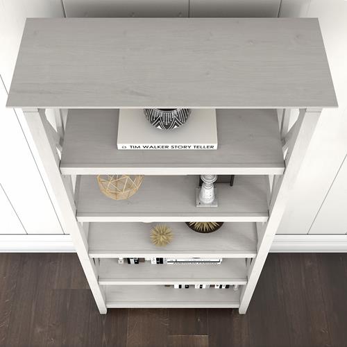 5-Shelf Bookcase With Adjustable Shelves – White – For Living Room, Bedroom, Home Office