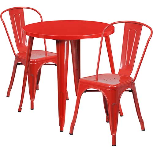 Flash Furniture Indoor Outdoor Bar, Red Pub Table And Stools