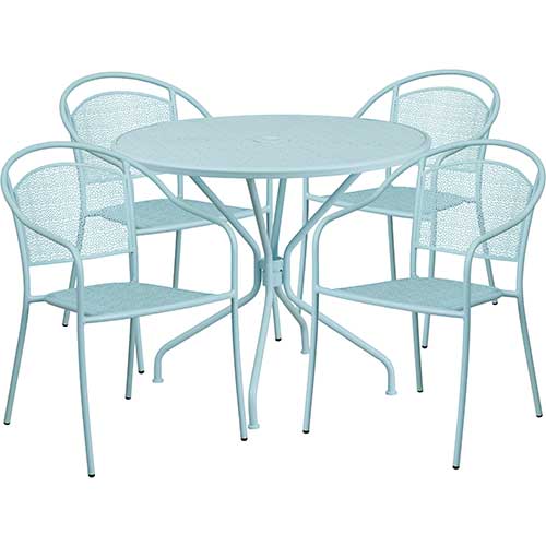 Flash Furniture Indoor Outdoor Patio, Round Patio Table And Chairs Metal
