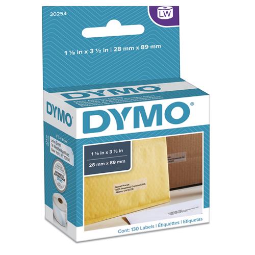 Yellow DYMO LabelWriter Address Labels 130 Labels/Roll 1 Roll/Box 1-1/8 x 3-1/2