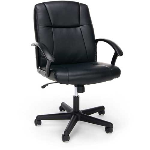 SuperSeats™ Leather Executive Office Chair with Arms, Black - WB Mason