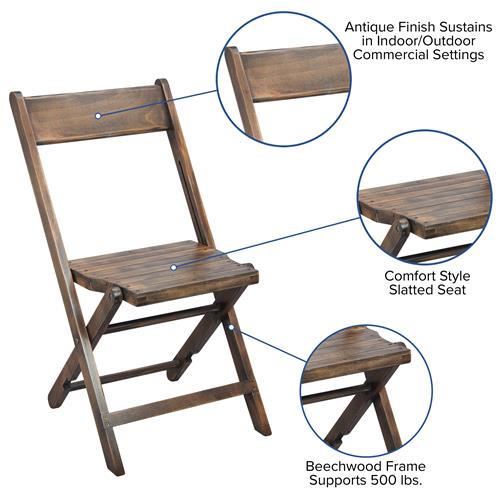 FDInspiration 4Pcs Non-Toxic Folding Poplar Wood Chairs Slatted Seat w/Ebook