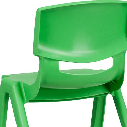 Flash Furniture Green Plastic Stackable School Chair with 13.25 Seat Height 