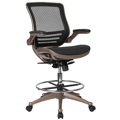 Flash Furniture Mid Back Transpa, Drafting Chair With Arms