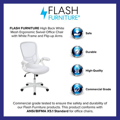 Flash Furniture High Back White Mesh Ergonomic Swivel Office Chair