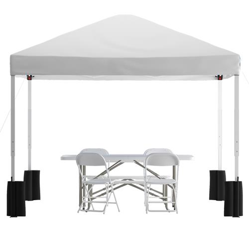 Flash Furniture Portable Tailgate Tent Set, Wheeled Pop Up Canopy