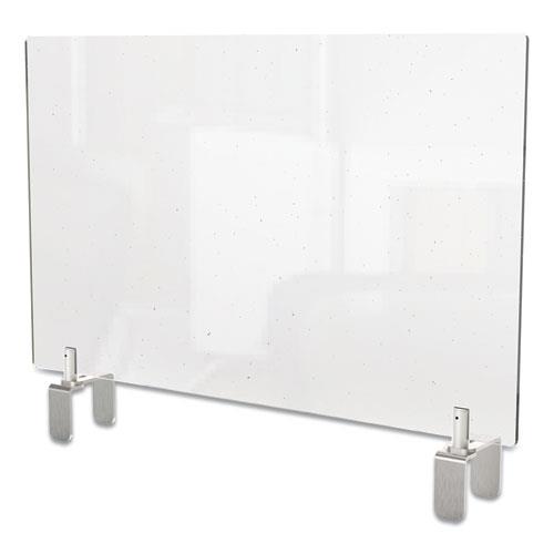 Clear Partition Extender with Attached Clamp, 36 x 3.88 x 30, Thermoplastic Sheeting Clear Partition Extender with Attached Clamp, 36 x 3.88 x 30, Thermoplastic Sheeting