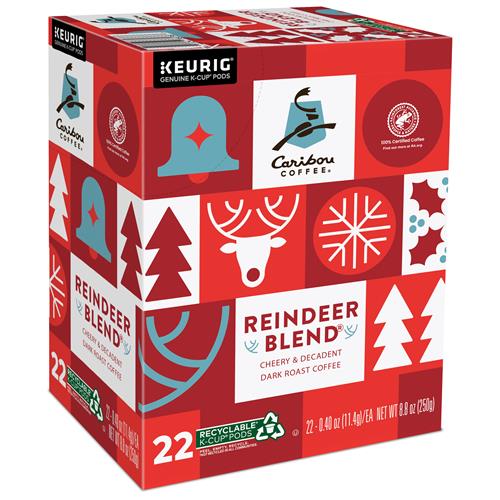 Caribou Coffee Reindeer Blend K-Cup Pods, Dark Roast, 22/Box