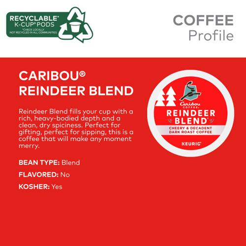 Caribou Coffee Reindeer Blend K-Cup Pods, Dark Roast, 22/Box