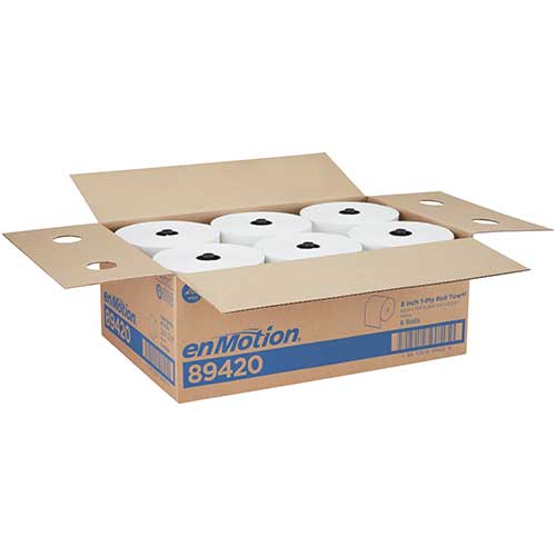 Boardwalk 6700W 1-Ply Hard Wound Towels - 8" X 700' White, 6 Rolls/Carton