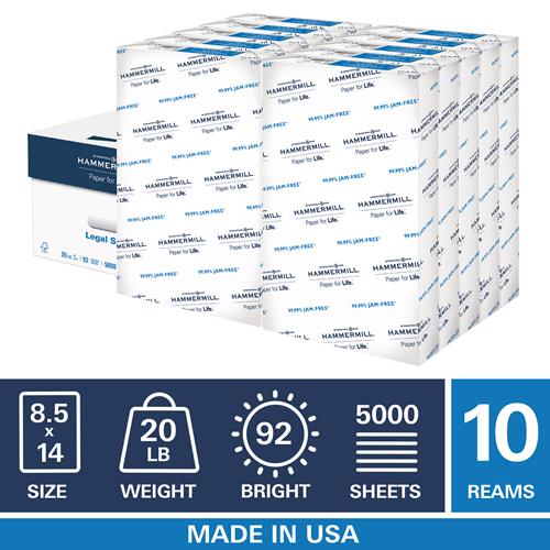 Hammermill® Copy Plus Copy Paper, 92 Brightness, 20lb, 81/2 x 14