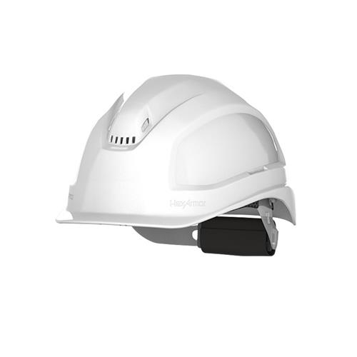 HexArmor® Ceros XP250 White Safety Helmet, Short Brim, Vented WB Mason